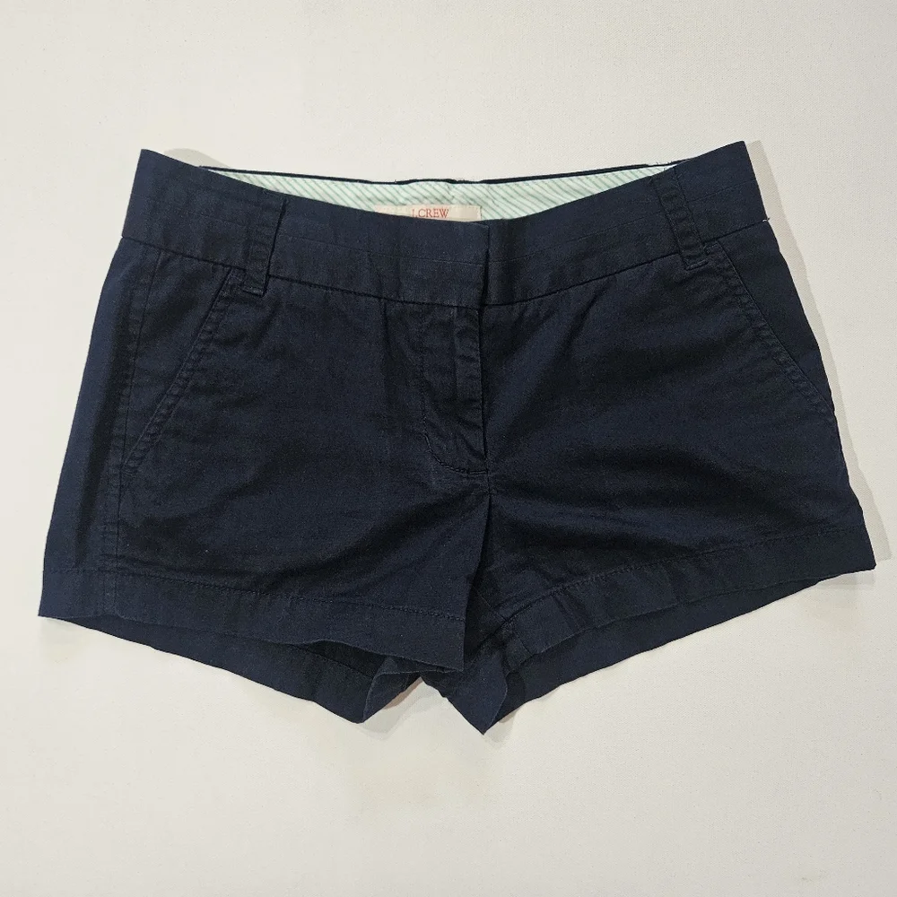 J. Crew Chino Shorts Womens 4‎ Navy Blue Broken In Fit Low Rise Summer Coastal